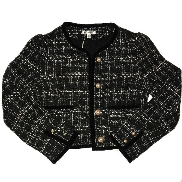 CLASSIC Black Tweed Jacket with Pearl Buttons - Picture 3 of 3